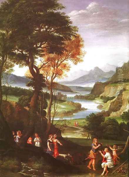 Landscape with Meleager and Atlanta 1613 Oil Painting by Gian Battista Viola