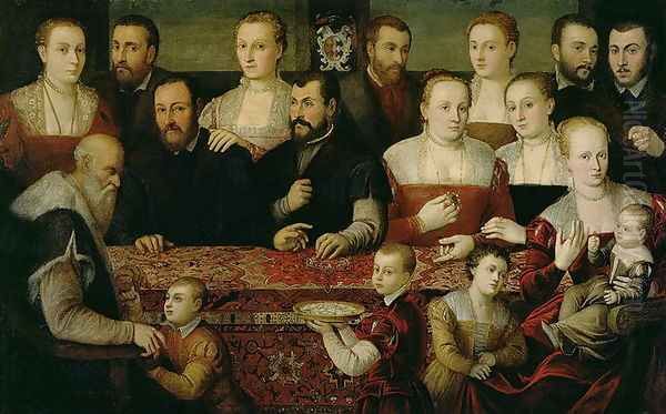 Portrait of a Large Family Oil Painting by Cesare Vecellio