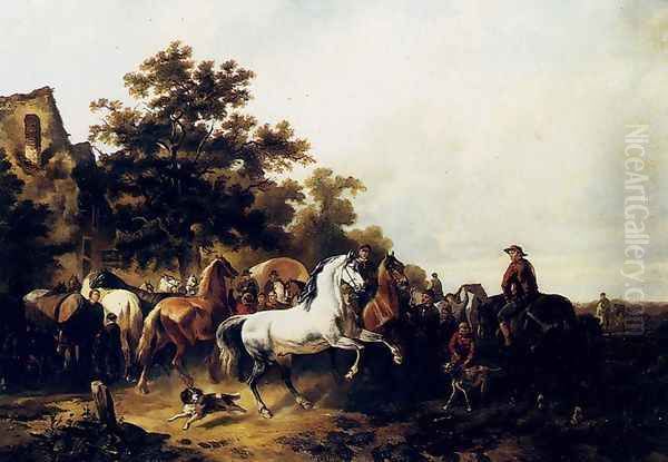 The Horse Fair Oil Painting by Wouterus Verschuur