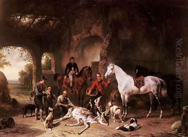 The Return from the Hunt Oil Painting by Wouterus Verschuur