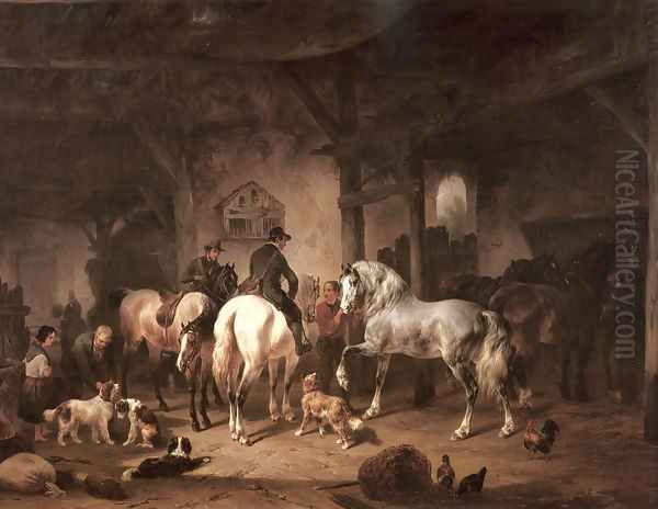 Preparing for the Hunt Oil Painting by Wouterus Verschuur