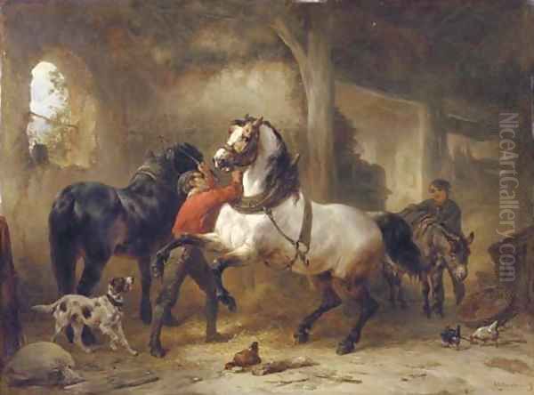 In the stable Oil Painting by Wouterus Verschuur