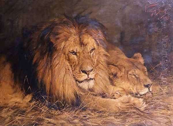 The British Lion, 1899 Oil Painting by Geza Vastagh