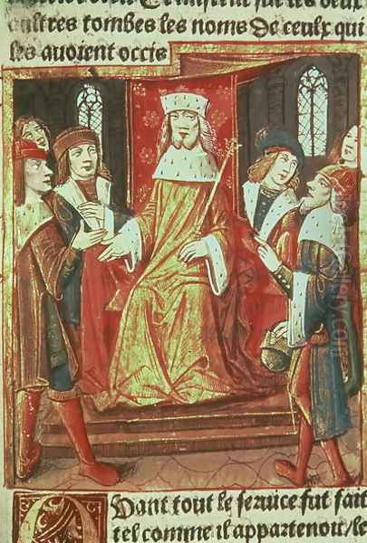 King Arthur and his Knights, from Lancelot du Lac, c.1490 Oil Painting by Antoine Verard