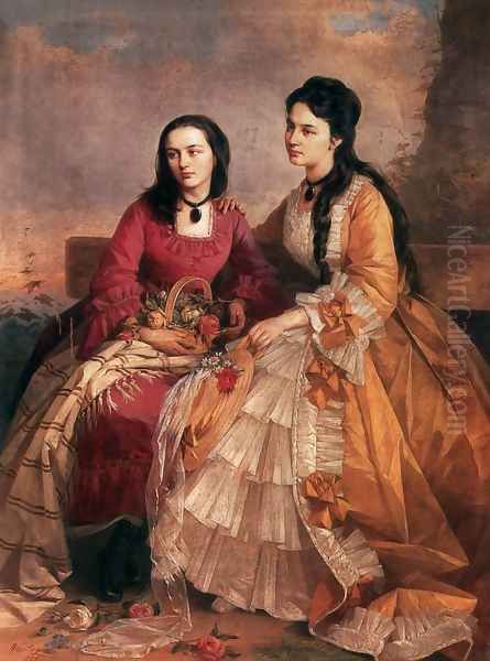 Sisters 1871 Oil Painting by Gyorgy the Elder Vastagh