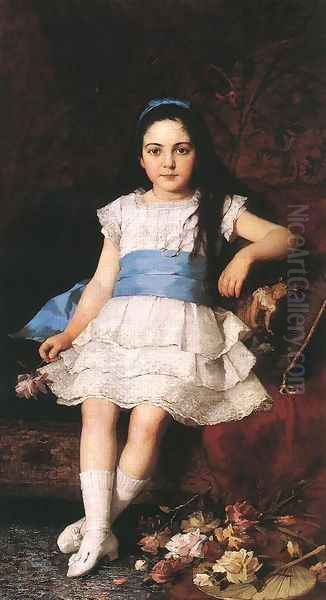 Portrait of a Girl 1883 Oil Painting by Gyorgy the Elder Vastagh