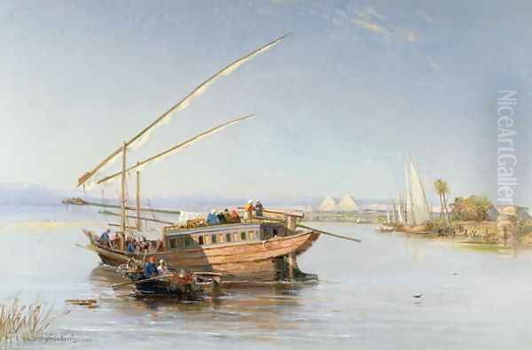 Feluccas on the Nile, 1879 Oil Painting by John Jnr. Varley