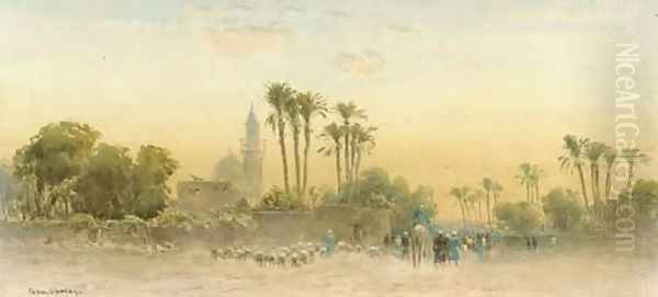 On the outside of Cairo Oil Painting by John Jnr. Varley