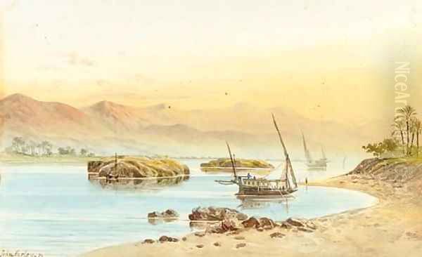 Feluccas on the Nile Oil Painting by John Jnr. Varley