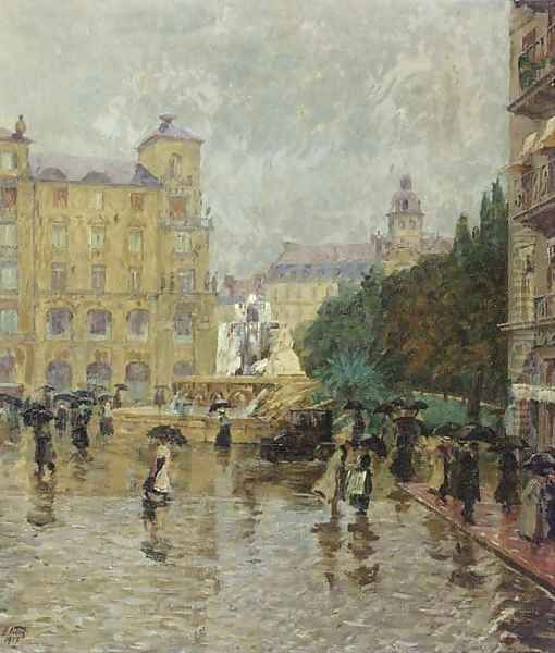 Regentag in Mutnchen Oil Painting by Karl Vetter