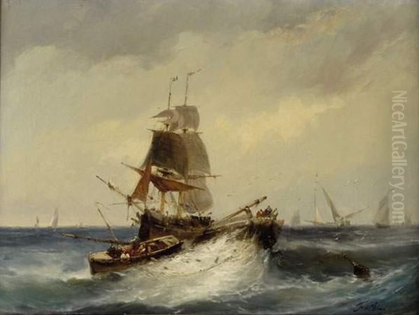 Fielding, ,marine Et Scene De Peche Oil Painting by Anthony Vandyke Copley Fielding