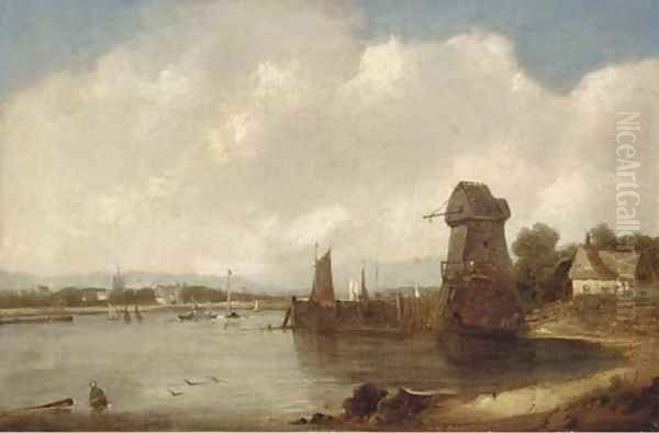 An extensive estuary landscape Oil Painting by A.H. Vickers