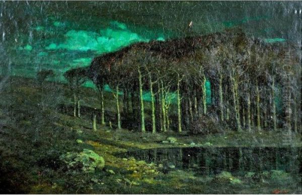 The Moonlit Wood Oil Painting by Albert Moulton Foweraker