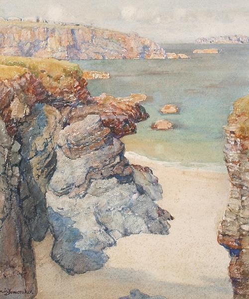 Harlyn Bay, Trevose, Cornwall Oil Painting by Albert Moulton Foweraker