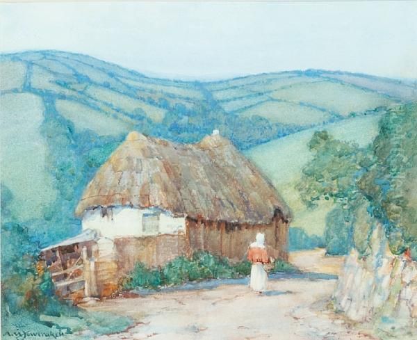 Near... Barton, Devon Oil Painting by Albert Moulton Foweraker