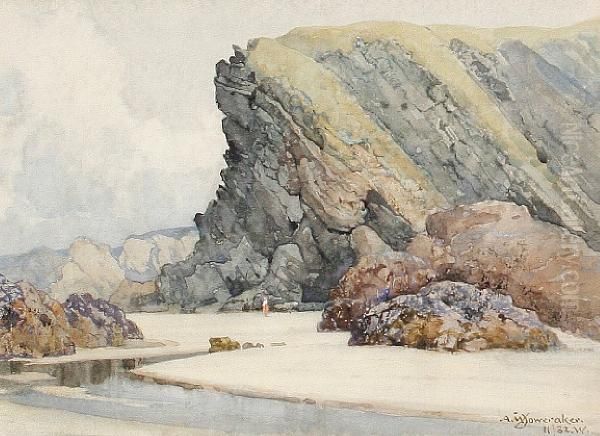 Crigga Beach, Newquay Oil Painting by Albert Moulton Foweraker