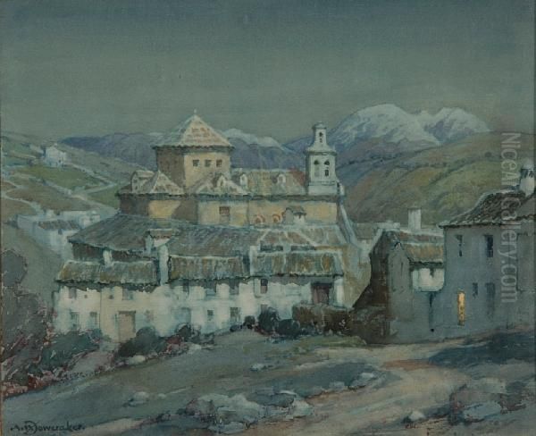 A Spanish Village By Moonlight Oil Painting by Albert Moulton Foweraker