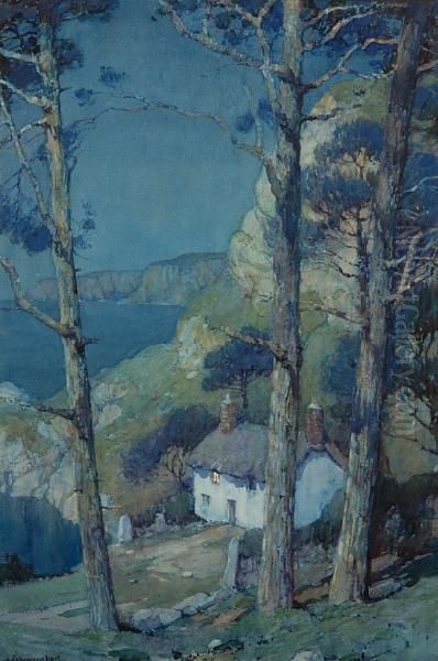 Moonlight: A Cottage By The Sea Oil Painting by Albert Moulton Foweraker