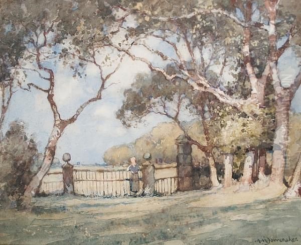 The Manor Gates, Harlyn Bay Oil Painting by Albert Moulton Foweraker