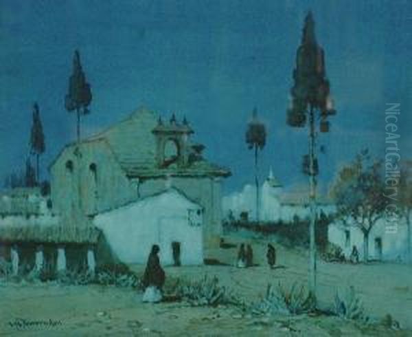 Moonlight Near Utrera, Spain Oil Painting by Albert Moulton Foweraker