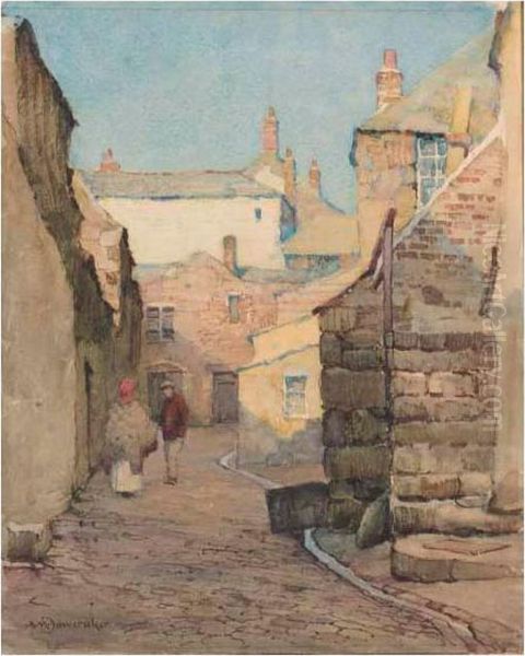 Pudding Back Lane, St. Ives Oil Painting by Albert Moulton Foweraker