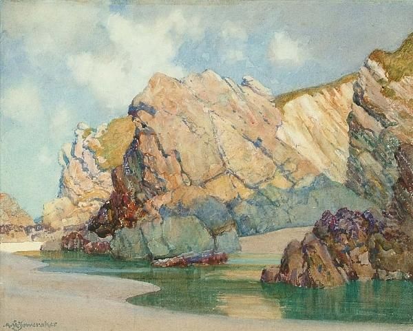 Crigga Rocks Oil Painting by Albert Moulton Foweraker