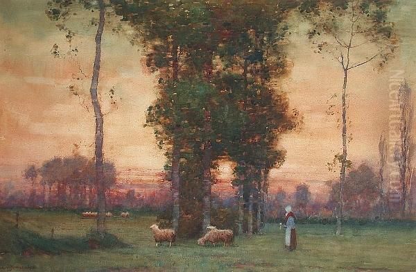 Evening Twilight Oil Painting by Albert Moulton Foweraker