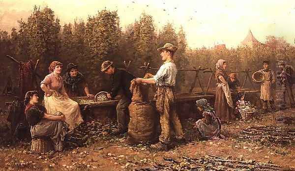 Hop Pickers Oil Painting by Arthur Verey