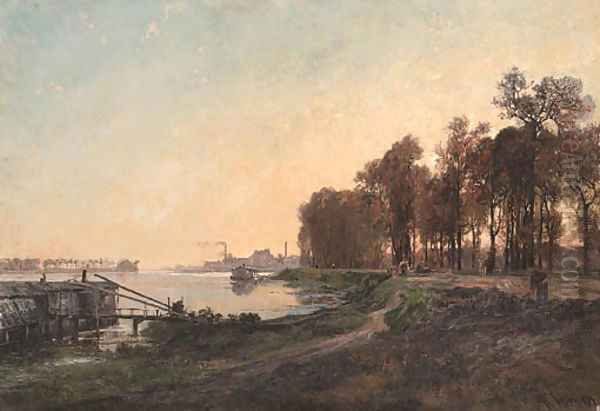 Along the riverbanks Oil Painting by Alexandre Rene Veron