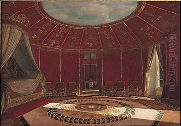 The Empress Josephines 1763-1814 Bedroom at Malmaison, 1870 Oil Painting by Jean Louis Victor Viger du Vigneau