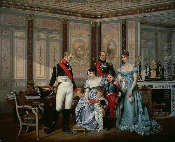 The Empress Josephine 1763-1814 Presenting her Children to the Emperor Alexander at Malmaison Oil Painting by Jean Louis Victor Viger du Vigneau