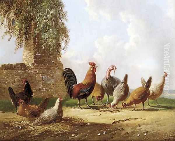 Feathered friends Oil Painting by Albertus Verhoesen