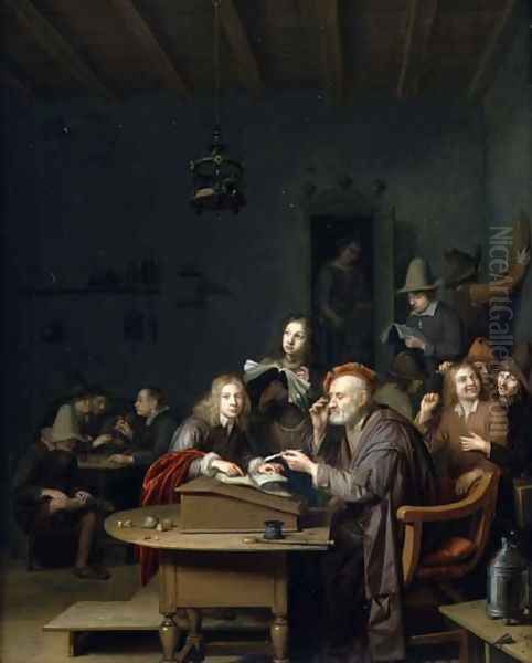 Interior of a School Room Oil Painting by Pieter Harmansz Verelst