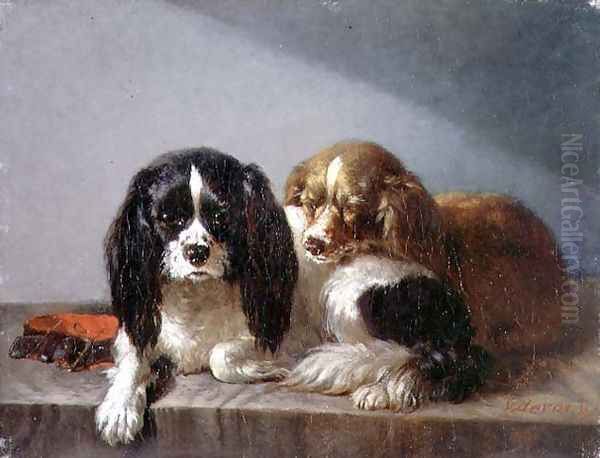 King Charles Spaniels 2 Oil Painting by Vincent de Vos