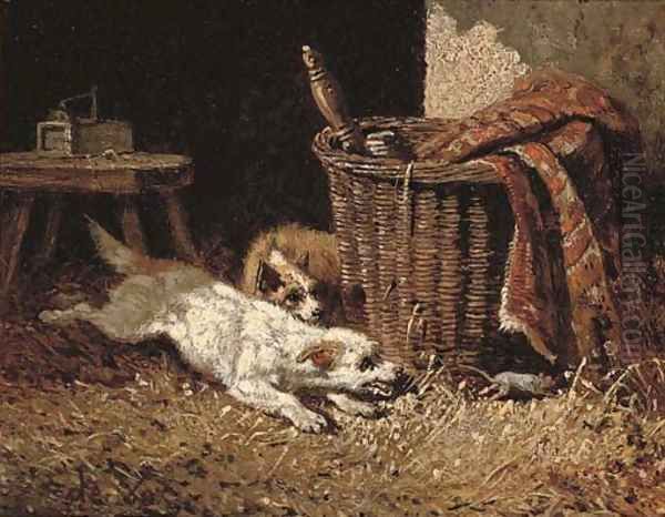 A chase in the barn Oil Painting by Vincent de Vos