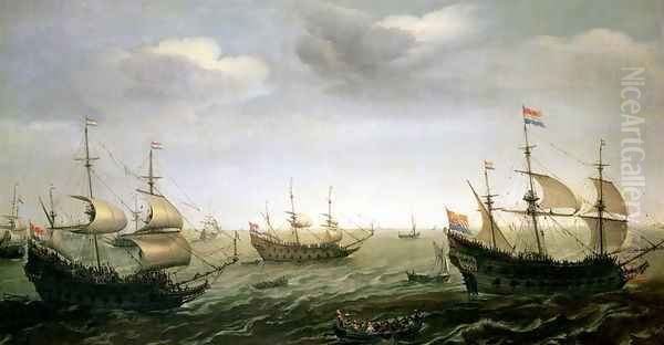 Houtmans Fleet Oil Painting by Cornelis Verbeeck