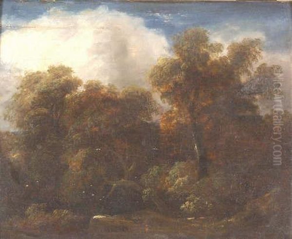 Landscape Withtrees And Rocky Outcrop Oil Painting by Thomas Gainsborough