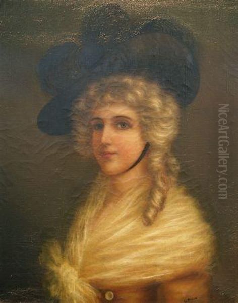 Portrait Of A Woman With A Plumed Hat Oil Painting by Thomas Gainsborough