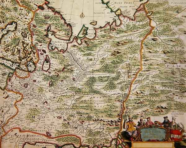 Map of Russia and Eastern Europe from Atlas Minor, 1745 Oil Painting by Nicolaes the Elder Visscher