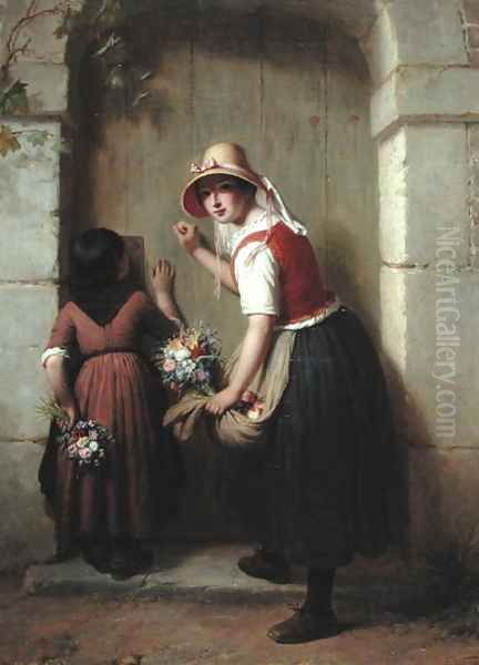 The Flower Sellers Oil Painting by Francois Verheyden