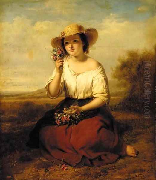 Picking wildflowers Oil Painting by Francois Verheyden