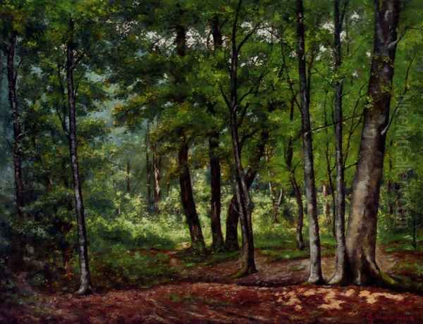 Towards A Woodland Clearing Oil Painting by Charles Vuagniaux