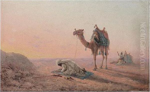 Prayers In The Desert Oil Painting by Luigi Maria Galea