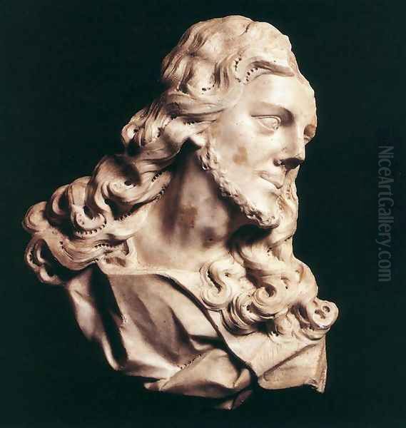 Bust of Christ Oil Painting by Christophe Veyrier