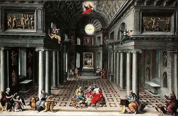 The Triumph of the Church or An Allegory of Christianity Oil Painting by Hans Vredeman de Vries