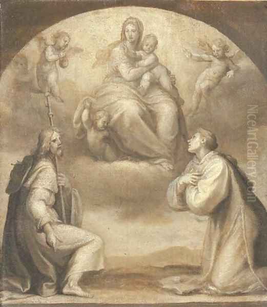 The Madonna and Child with Saints James and Stephen Oil Painting by Ottavio Vannini