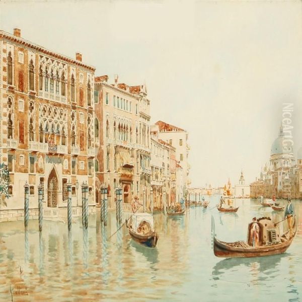 View From Canalgrande In Venice Oil Painting by Angelos Giallina