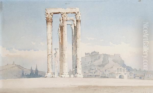 Temple Of Olympianzeus, Athens Oil Painting by Angelos Giallina