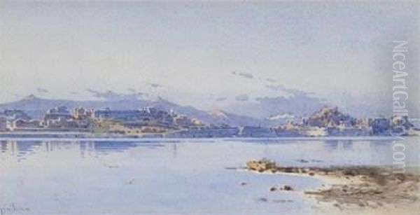 A View Of The Old Citadel In Corfu Oil Painting by Angelos Giallina