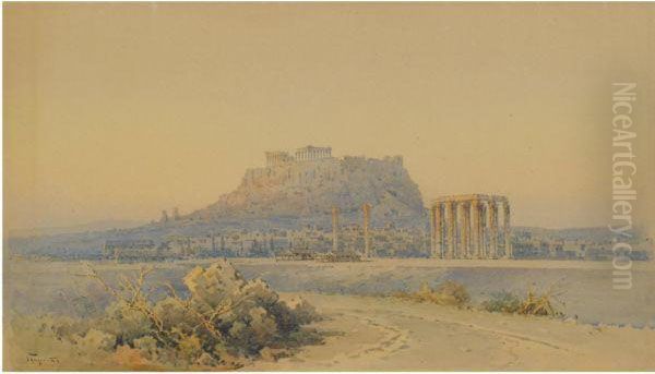 View Of Athens Oil Painting by Angelos Giallina